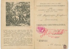 Powiększ zdjęcie Legitymacja odznaki grunwaldzkiej przyznanej Józefowi Myśliwcowi za walkę podczas II wojny światowej 