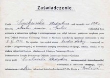 Powiększ zdjęcie Zaświadczenie Władysławy Smokowskiej o ukończonym kursie PCK 