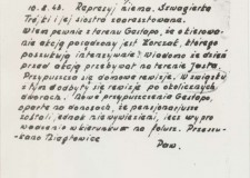 Powiększ zdjęcie Meldunek Stanisława Magury (pseudonim Paw) do Zenona Soboty (pseudonim Korczak); 10 sierpnia 1943 rok