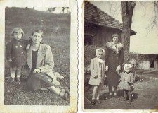 Powiększ zdjęcie Danuta Trojanowicz z mamą (1941 rok); Danuta Trojanowicz i Wiesia z mamą (1947 rok)