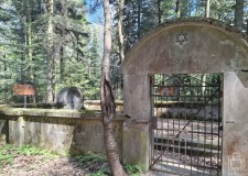 Powiększ zdjęcie Miejsce mordu dokonanego 14 sierpnia 1942 roku przez Niemców na Żydach w lesie Garbacz (aby je odnaleźć najlepiej przejść z drogi głównej nr 977 w głąb lasu, przez cmentarz wojenny nr 97)
